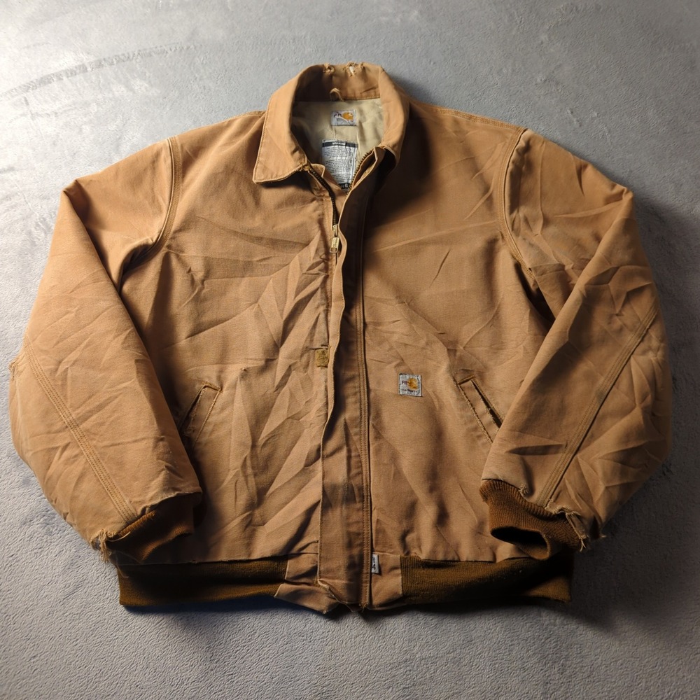 Carhartt FR Flame Resistant Jacket Mens L Tall Brown Canvas Work Coat Quilted